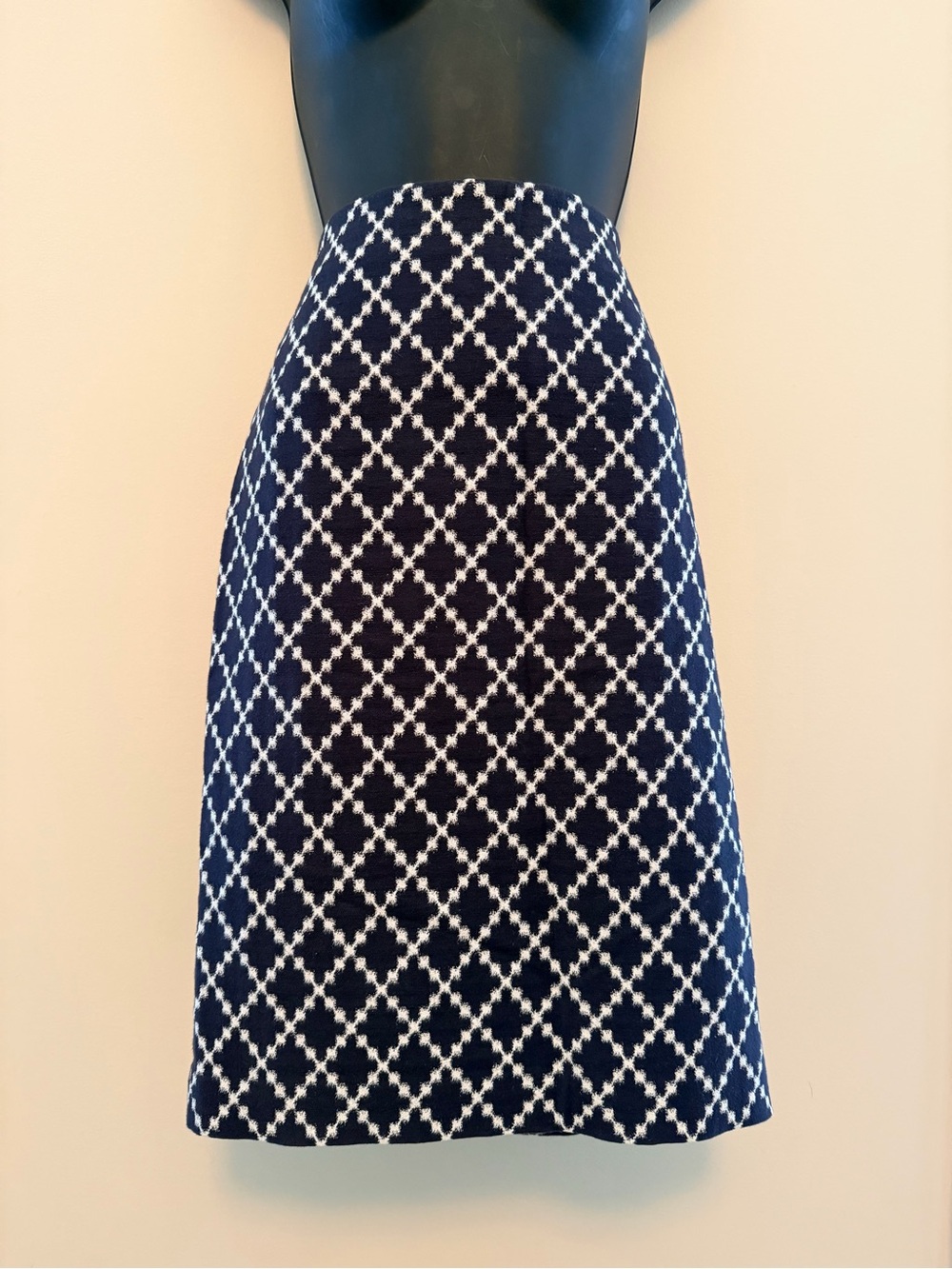 Ann Taylor Navy and White Geometric A-Line Skirt